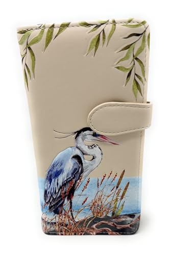 Shag Wear Blue Heron Large Nature Wallet for Women and Teen Girls Vegan Faux Leather Beige 7