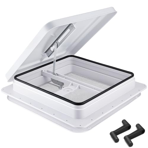 GDDGHS 14x14 RV Roof Vent for RV/Trailer/Camper Manual Trailer Roof Vent Replacement 14x14 RV Vent White