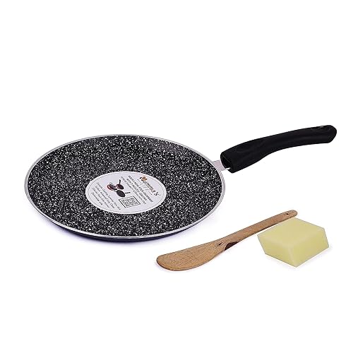 Image of Mumma's LIFE Non Stick Dosa Tawa with Sturdy Riveted and Bakelite Handle (Induction and Gas Stove Friendly), Non Toxic and PFOA Free, 24 Months Warranty (25, Blue)