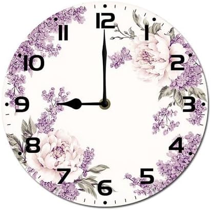 Rustic Daisy Butterflies Wall Clock Vintage Battery Operated Silent Non Ticking Round Wooden Wall Clocks Decorative for Kitchen Living Room Bedroom Office Garden Outdoor 10 Inch