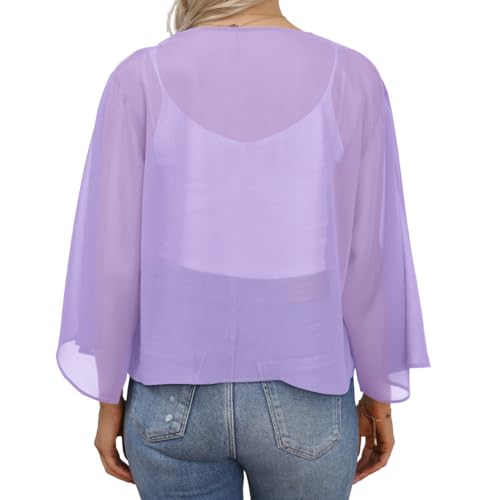 Image of Womens Summer Tops Short Shrugs Kimono Cardigans Casual Chiffon Bolero Jackets 2026