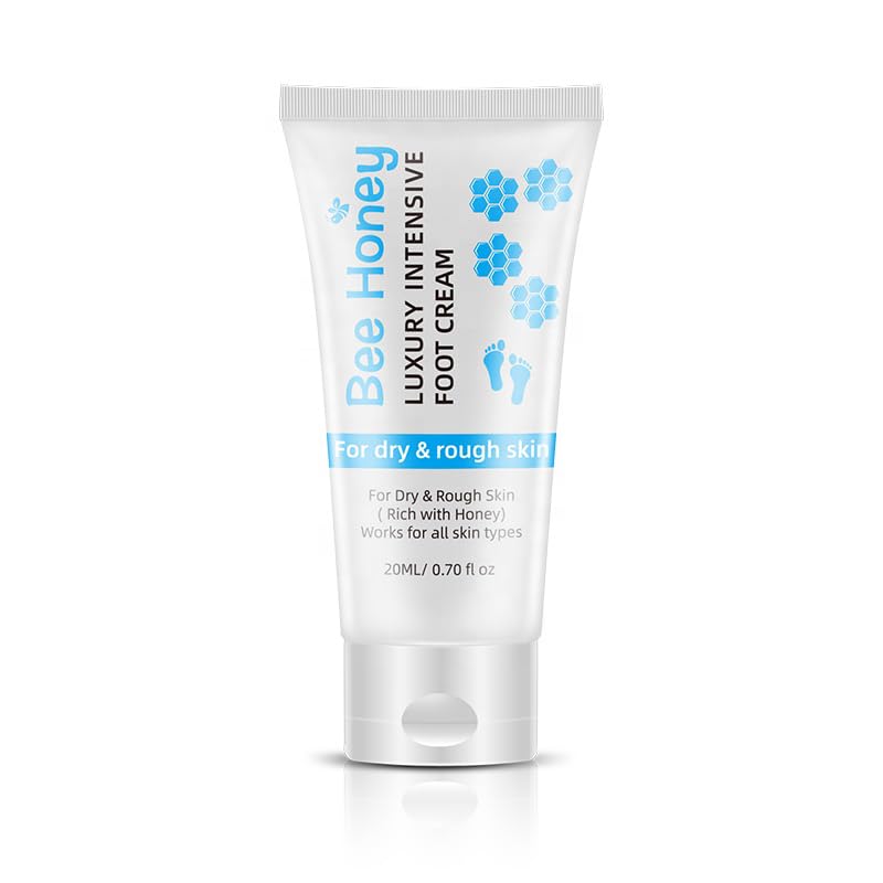 Natural Honey Urea Foot Cream, Deep Moisturizing Treatment for Cracked Heels and Dry Feet (0.70oz)