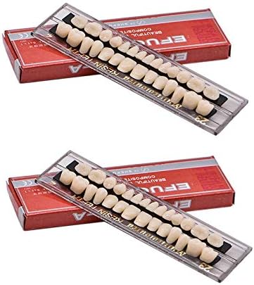 56 Pcs Dental Acrylic Resin Denture Tooth Kit False Tooth 23 A2 for Halloween Horror Teeth（2Sets）