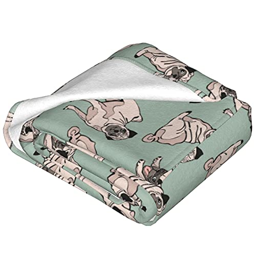 Wodealmug Women's Dog Pug Throw Blankets Plush Blanket Soft Worm Sherpa Fleece Blanket Adults For Kid Crib Couch Chair Living Room Travel(50"X60",Dog Pug) #TOP3