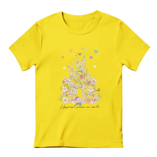 Image of Floral Castle Shirts for Girls Graphic Cute Tshirt Kids Toddler Flower Holiday Shirt Vacation Trip Tee Tops