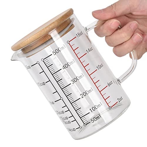 Image of 500ml /16.9oz Microwave Safe Glass Measuring Cup | Heat Resistant Borosilicate, V-Shaped Spout, Clear Scale, Multipurpose for Kitchen, Coffee & Yogurt(500ml /16.9oz)