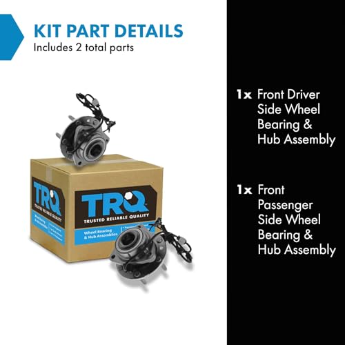 Image of TRQ Front Wheel Bearing and Hub Assembly Set 2 Piece Compatible with 02-09 Chevrolet Trailblazer 02-06 Trailblazer EXT 02-09 GMC Envoy 02-06 Envoy XL 04-07 Buick Rainier 05-09 Saab 9-7x