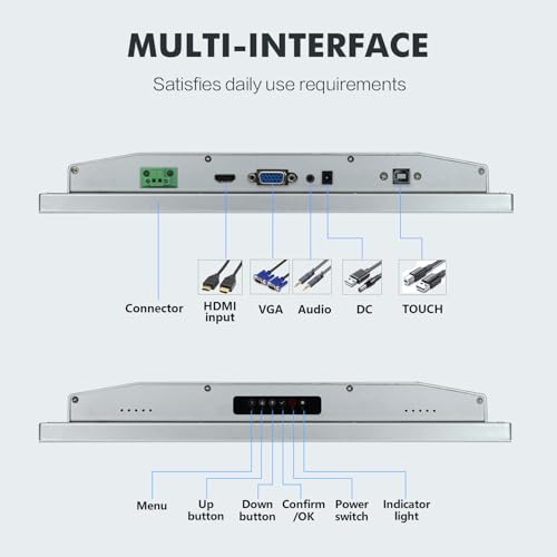 Image of 19 inch Touchscreen Monitor,Ratio 4:3 IPS PCAP Industrial Touch Screen Monitor with HD-MI VGA USB Port,Build-in Speakers & VESA,Touch Screen for PC,POS,Laptop,Home,RPI
