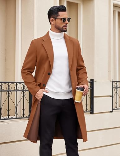 COOFANDY Mens Trench Coat Long Casual Single Brested Overcoat