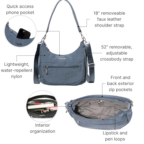 Image of Baggallini Modern Pocket Half Moon 11 inchx10.5 inch Shoulder Women W /Replaceable Straps Converts to Crossbody Bag