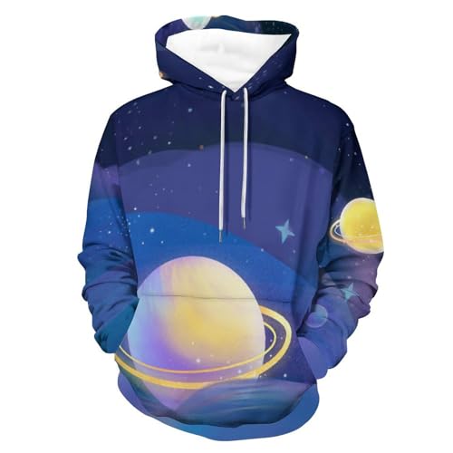 Hoody sweatshirt pull homme femme UMENG planète espace noir S