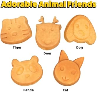 Waffle Wow! Animal Friends Waffle Maker – 7 Cute Animal Shapes, Nonstick Mini Electric Waffler for Kids Breakfast & Parties- Quick Heat Easy Release, Compact Storage, Family Fun, Includes Recipe Guide