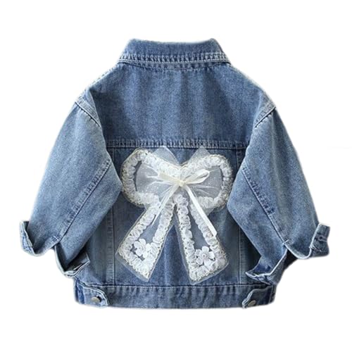 1-9Years Little&Big Girls' Butterfly Embroidery Denim Jackets Kids Classic Blue Jean Jacket Toddler Outerwear Coat