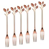 COLOR : Rose Gold, fork 4.7"*0.5"/11.8*1.2cm, 6 forks HIGH QUALITY : The spoon is alloy die-casting electroplating products, the surface has a color of electroplating, electroplating products normal use will not fade CREATIVE DESIGN : They would be g...