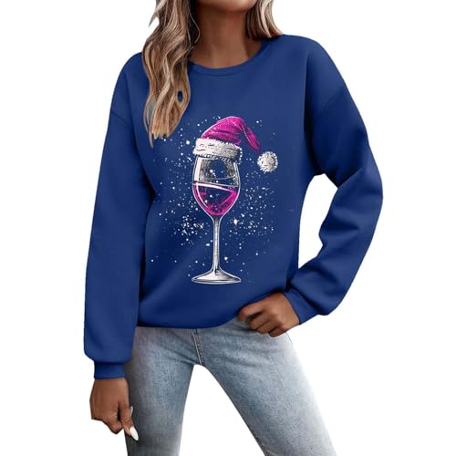 Sweat-shirt sans capuche femme motif verre de vin idéal pour les soirées cocooning en hiver