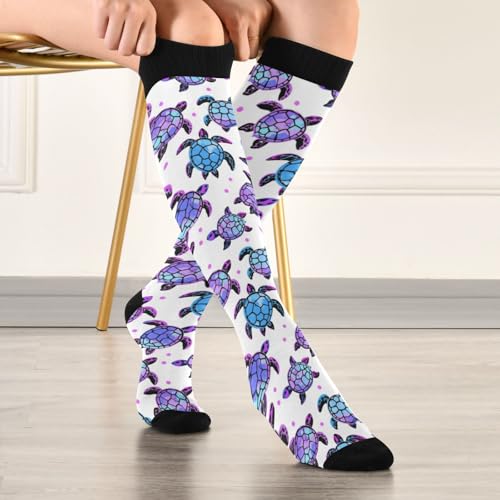 Image of Pigsaly Womens Compression Socks Yellow Stars Funny Brown Capybara Knee High Socks Athletic Tube Sock Outdoor Sport Socks