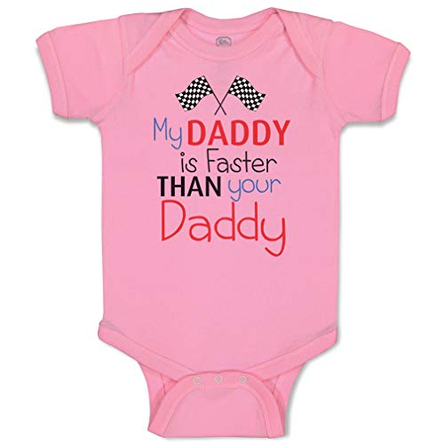 Image of Cute Rascals Baby Bodysuit My Daddy Is Faster than Your Daddy Race Car Dad Father's Day Funny Cotton