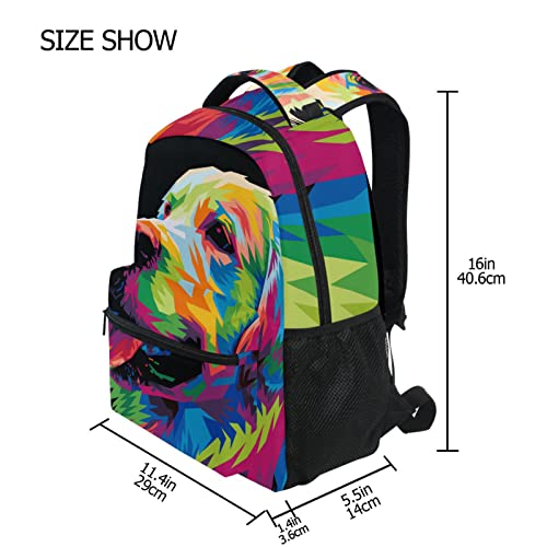 SJOAOAA Rucksack mit buntem Hundeaufdruck, Golden Retriever, mit mehreren Taschen, Namenskarte, personalisierbar, für Reisen, Laptop, Schule, Bücher, Siehe Abbildung, One size