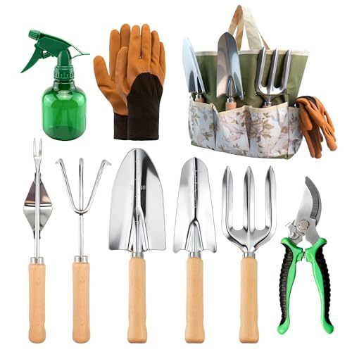 Set de Herramientas de Jardín 9 Piezas con Bolsa Tote