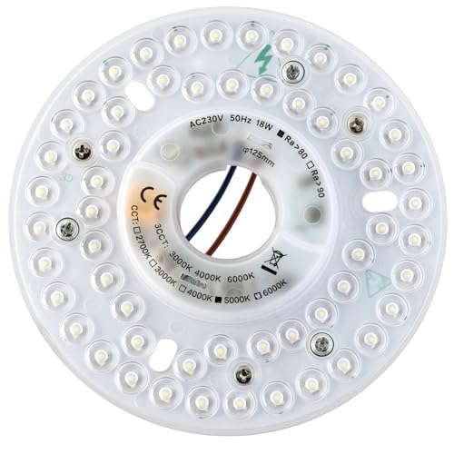 HAOLEDI Kit de reequipamiento de luz LED para ventilador de techo de 4.92 pulgadas, 18 W, panel de repuesto de luz de techo PCB 3000 K, 2340 lm, 100-265 V, ETL (blanco cálido 3000 K)