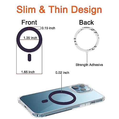 Image of COJOC 3PCS for Magsafe Ring Sticker,Universal Magnetic Conversion Adapter Compatible with Wireless Charging Accessories for iPhone 17 /Air /16 /15 /14 Series, Galaxy Series and Phone Case,Deep Purple