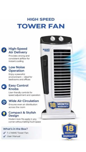 Image of Personal Air Cooler Tower White & Black Manual Rotary Knobs