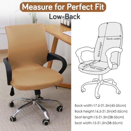 Image of HOKIPO 'SereneSolids' 140 GSM Office Chair Cover for Desk Chair (Low-Back) - 140 GSM Stretchable Fabric - Washable, Durable & Anti-Slip - Fits Small & Low-Back Office Chairs, Camel (AR-6222-CML-S)