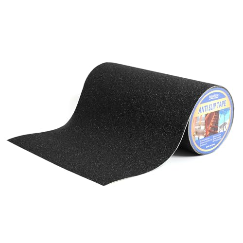 Image of 12 inch x 30Ft Heavy Duty Anti Slip Tape, 80 Grit Grip Tape, All Weather Abrasive Friction for Stairs, Skateboards, Indoor Outdoor, Garage Ramps, Home & Business - Black