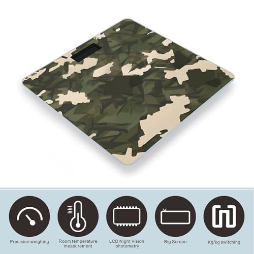 Báscula digital para baño con diseño camuflaje y pantalla LCD miniatura 3
