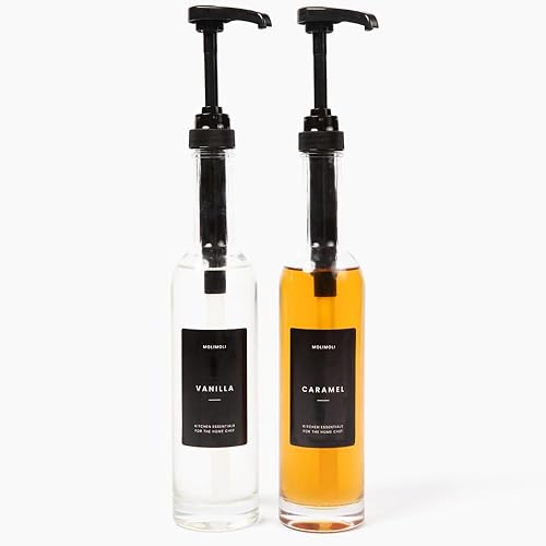 Miniatura 7 de Molimoli Juego de 4, 11.8 fl oz, dispensador de jarabe de café para barra de café, dispensador de bomba de café, botella de jarabe de vidrio con