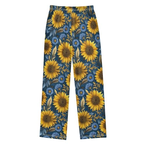 Pajama Pants Lounge Sleep PJ Bottoms Sleepwear Elastic Waist Drawstring S Sunflower Blue2