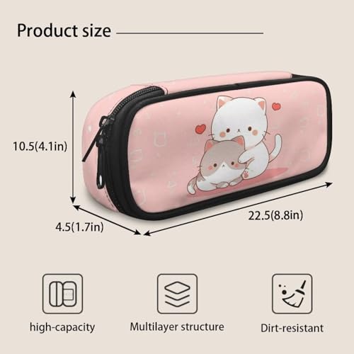 Image of Kawaii Cat Pencil Case School Pen Holder Pencil Bag Aesthetic Pen Pouch with Compartments Stationery Organizer School Supplies for Teen Girls Kids School Office Outdoor Home Desk