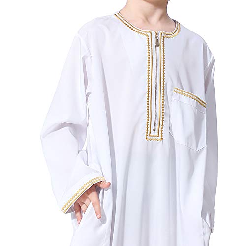 Chilaba blanca para niños ropa tradicional árabe infantil de algodón 6