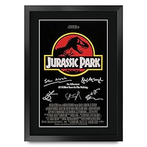 HWC Trading A3 FR Jurassic Park Poster From The Cast Film Signature Gift Ontworpen A3 Printed Handtekeningen Giften Op…