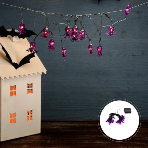 Luces solares LED araña 6.5m 30 luces moradas miniatura 4