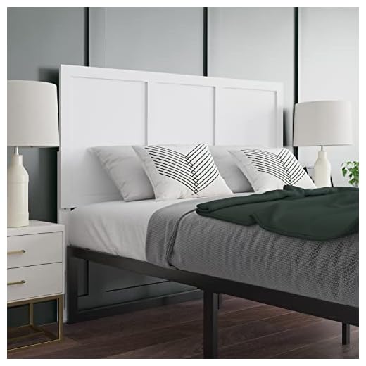 EMMA + OLIVER Omar Full Size Wooden Headboard Only, Three Panel Headboard in White