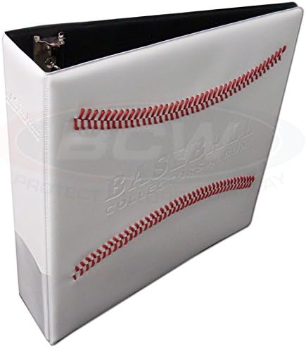 BCW 3-Inch Baseball Collectors Album – White Baseball Stitch Binder | Holds Up to 90 Pages | Heavy Duty D-Ring Baseball Card Binder for Trading Cards
