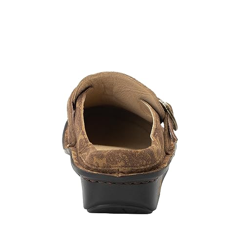 Image of Alegria Women's Brigid Leather Moc Toe Open Back Clog with Heel Cup