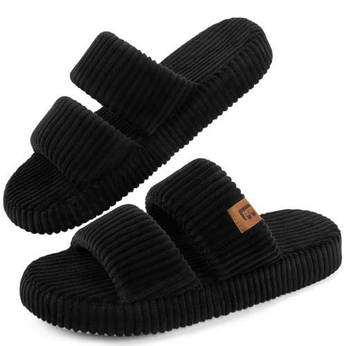 Image of LongBay Slippers for Women Memory Foam Open Toe Slide Indoor House Shoes Slip On Bedroom Comfy Gift
