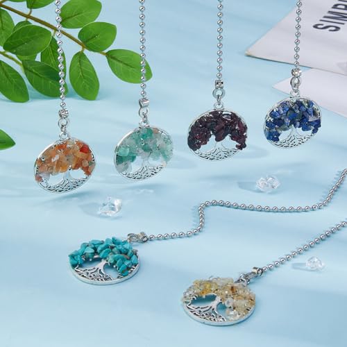 Image of DICOSMETIC 7Pcs Ceiling Fan Pull Chain Extension Gemstone Charm Light Pull Chain 14.2 Inch Adjustable Decorative Extension Connector Tree of Life Hanging Ornament for Fan Wall Lighting Lamp Home Decor
