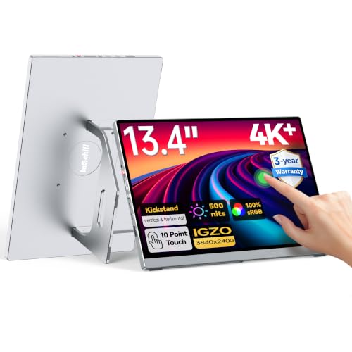 Image of Intehill 4K Portable Monitor Touchscreen, 13.4 inch IGZO Display 500nits