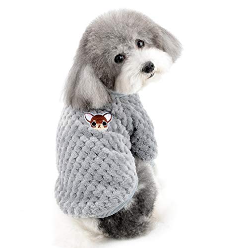 Zunea Kleiner Hundepullover Welpenpullover Mantel Winter Warm Fleece Pullover für Hunde Junge Mädchen Super Weiche Haustierkleidung Bekleidung Chihuahua Katze Outwear für kaltes Wetter Grau L
