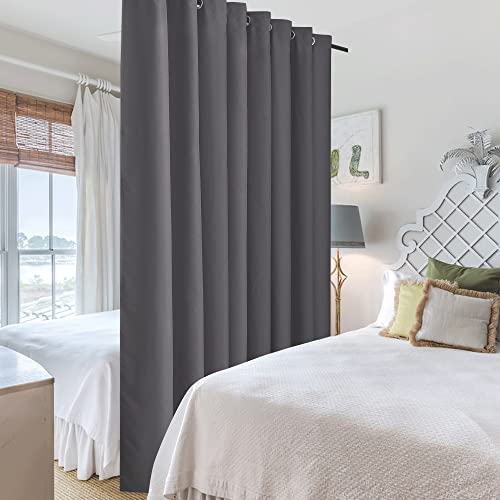 Image of RYB HOME Extra Wide Curtains for Divider Room Separation Soundproof Temporary Door Curtains for Bedroom Closet Office Home Theatre Garage Living Room Privacy Drop Cloth, W 180 x L 90 inches, Grey