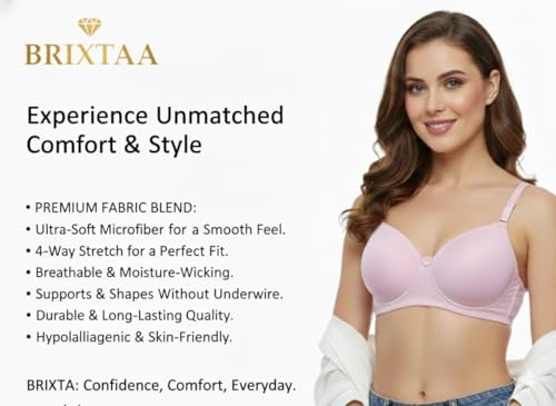 Image of Premium Women's Floral Lace Non-Padded Full Coverage Bra - Wire-Free Support Bralette in Nude