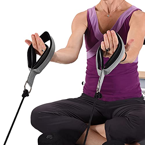 stamina products aeropilates wide double loop hand and foot padded foam straps with textured surface and carrying bag gray set of 2