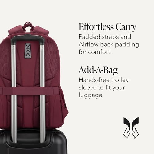 Image of SWISSGEAR Cecil Laptop Backpack, Fits Most 16-Inch Laptops, Three-Compartment Design, Airflow Back Panel, Merlot, 27.3L, 18-Inch