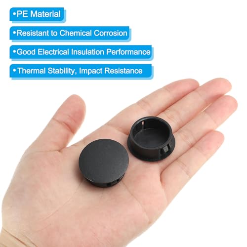 Image of PATIKIL 25mm (1 inch) Plastic Hole Plugs, 30Pcs Flush Type Round Hole Plugs Cover Snap in Locking Hole Tube for Table Kitchen Cabinet Furniture, Black