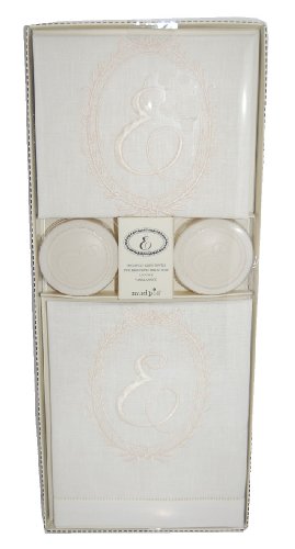 Mud Pie Initials Cosmopolitan Home Linen Towels and Round Soap Set, Letter E