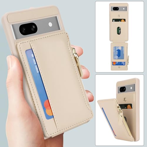 Image of Cavor for Google Pixel 7a Case Wallet with Card Holder, Cream