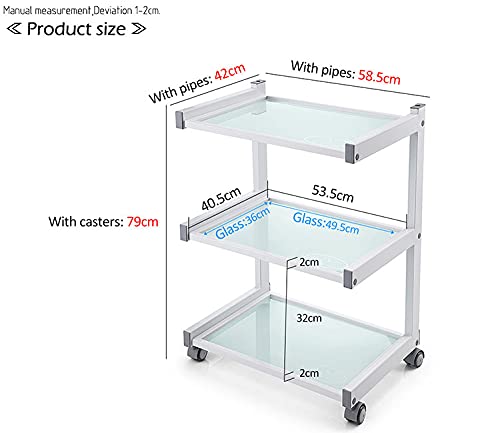 TATARTIST Beauty Salon Rolling Trolley Cart for Esthetician Facial Carts with Wheels Spa Utility Cart 3 Tier Glass Storage Organizer Shelves for Tattoo Spa Hairdressing Home Tool Holder (No Drawer) ¡­